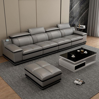 Canapé Modulable d'Angle en Cuir, Design Nouveau, Grand Ensemble Moderne pour Salon