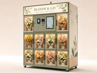 Distributeur automatique de bouquets de fleurs de luxe, kiosque floral en libre-service, écran tactile en acier inoxydable, options de paiement multiples, SDK