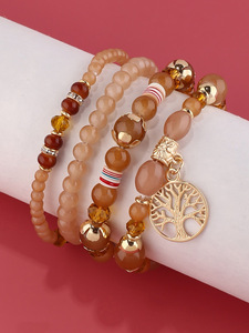 Pulsera de Cuentas de Aleación de Cobre Tejida de Colores con Colgante Hueco de Cristal, Diseño Clásico, Joyería de Aniversario - Product Image 3