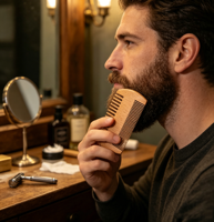 Ensemble brosse à barbe et peigne en bois à poils de sanglier naturels avec logo personnalisé, brosse à raser pour hommes, soin professionnel de la barbe et de la peau