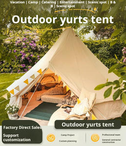 Tenda Yurta di <span class=keywords><strong>lusso</strong></span> all'aperto singola singola doppia tela impermeabile per Homestay campeggio scenico fattoria campana tenda 3m 4m - Product Image 2