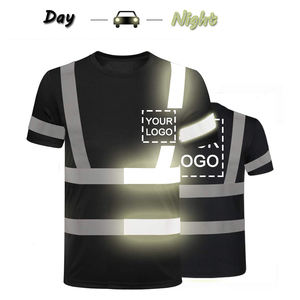 Maglietta da Lavoro Nera ZUJA ad Alta Visibilità Personalizzata con Nastro Riflettente T-Shirt di Sicurezza Riflettente - Product Image 2