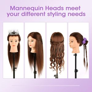 <span class=keywords><strong>Tête</strong></span> de mannequin avec 100% cheveux humains, 18 ''vrais cheveux Cosmétologie Mannequin <span class=keywords><strong>tête</strong></span> de mannequin coiffure pratique - Product Image 2
