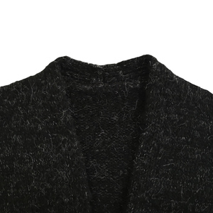 Femmes Mode Hiver Automne Pull Devant Ouvert Cardigan Tricoté Manteau Dames Pour La Vente En Gros Noir Avec Poche - Product Image 3