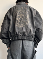 2025 OEM vente en gros personnalisé teinté aztèque gris patchs blouson aviateur