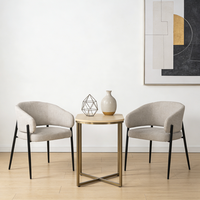 Chaise de salle à manger semi-circulaire rembourrée en tissu lin, chaise d'appoint pour la maison, le restaurant, l'hôtel