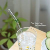 Pailles en verre borosilicate de haute qualité 200*8mm, courbées en forme de cœur, réutilisables, écologiques, isolantes, lavables, accessoires mignons