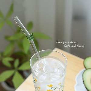 Chất Lượng Cao 200*8Mm Tim Nơ Hình Cong Tái Sử Dụng Borosilicate Cốc Thủy Tinh Chai Tumblers Dễ Thương Thanh Phụ Kiện Kính Ống Hút - Product Image 5