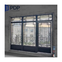 Rejilla de entrada de aleación de aluminio de diseño chino único para puerta abatible de vidrio doble de estilo antiguo para aplicación de entrada de baño