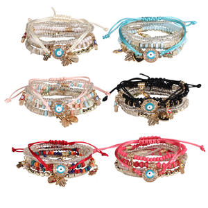 Pulseras de Moda con Cuentas, Amuleto de Ojo Turco Multicapa, Set de Joyería para Mujer y Hombre, Regalo, Estilo Bohemio, Pulsera Hecha a Mano, Accesorios Apilables - Product Image 1