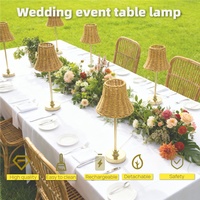 Lampe de table en tissu, lumière de table pour mariage, abat-jour en rotin personnalisé, hauteur réglable, lampes de table de restaurant, rechargeables