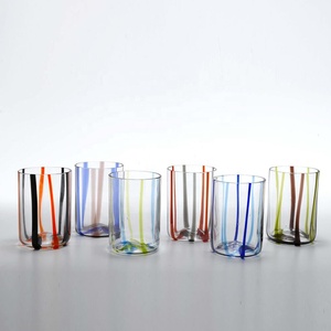Bicchiere in vetro Tirache di <span class=keywords><strong>Murano</strong></span> a strisce sfumate multicolori di massa estetica italiana - Product Image 1
