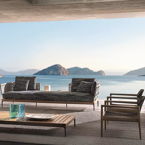 Conjunto de muebles de exterior modernos de diseño Simple de alta calidad, sofá de jardín, tela de madera, sofá de exterior en forma de L - Product Image 5