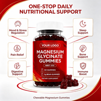 Gummies de Magnésium Glycinate Complexe de Vitamines Minérales Chélatées à Croquer pour Adultes – Soutien au Sommeil et à la Détente