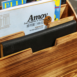 Organisateur de magazines de bureau en bois massif, support de rangement A4 à 3 niveaux, porte-livres de bureau couleur flamme, forme carrée - Product Image 3