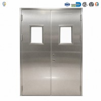 Porte double en acier inoxydable sur mesure, finition brossée, avec fenêtre de vision, pour entrepôt, atelier, usage industriel et commercial, directement de l'usine