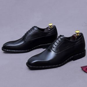 Chaussures en cuir décontractées pour hommes, rehaussantes de 6 cm, à bout pointu, style rétro Oxford, imperméables et respirantes, grandes tailles, collection automne - Product Image 6