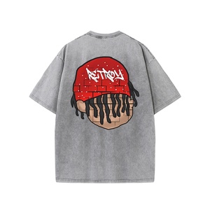 เสื้อยืดผ้าฝ้าย100% สำหรับผู้ชายแบบย้อนยุคพิมพ์ลายกรดเข้ารูปขนาดใหญ่ออกแบบได้ตามต้องการ - Product Image 1