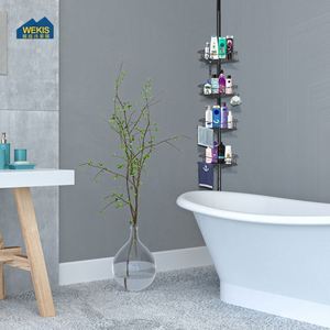 WEKIS Modern Hotel Rustproof Stainless Steel Four Tier Shower Caddy Shelf Bathroom Storage Organizer Telescopic <b>Corner</b> Rack - Product Image 6