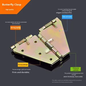 Soporte de mesa de comedor plegable de hierro con bisagra de mariposa de 180 grados y resorte cruzado para volteo de tablero - Product Image 2