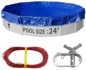 Couverture <span class=keywords><strong>solaire</strong></span> en polyéthylène tissé bleu royal noir pour piscines hors sol et spas, traitée anti-UV, légère, pour garçons et filles - Product Image 1