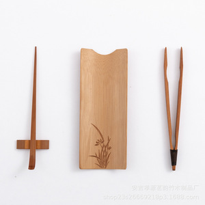 Bamboo <b>Tea</b> Scoop <b>Set</b> With Carved Plum Orchid Bamboo Chrysanthemum Hand Polished <b>Tea</b> Ceremony Accessories - Product Image 3