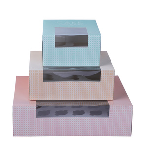 Tùy chỉnh in <span class=keywords><strong>mini</strong></span> cupcake hộp bó hoa và bao bì với cửa sổ, Bán Buôn cupcake hộp và khay - Product Image 4