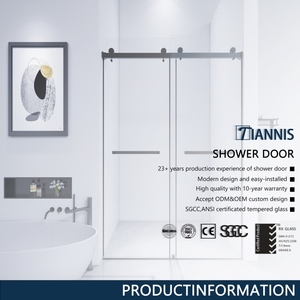 Cabine <span class=keywords><strong>de</strong></span> <span class=keywords><strong>douche</strong></span> <span class=keywords><strong>coulissante</strong></span> noire mate avec rail supérieur |   Verre trempé <span class=keywords><strong>de</strong></span> 8 mm |   Design minimaliste moderne - Product Image 2