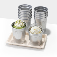 Gobelet élégant et léger en aluminium brossé jetable pour café, boissons froides ou chaudes, idéal pour les cafés