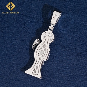 ZUANFA JEWELRY Colgante Hip-Hop de Moissanita Iced-Out Santa Muerte (Santa Muerte) Chapado en Plata 925 - Product Image 6