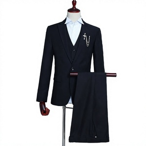 <b>Men's</b> Black 3 Piece <b>Suit</b> Set Single Breasted Notched Lapel Jacket <b>Vest</b> Pants Formal Business Wedding Outfit - Product Image 3