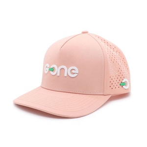 หมวกแก๊ปปักลายโลโก้สีชมพูแบบยูนิเซ็กซ์ 5 ชิ้น ทำจากโพลีเอสเตอร์ผสมสแปนเด็กซ์ กันน้ำ ตัดด้วยเลเซอร์ รูระบายอากาศ ปีกโค้ง - Product Image 2