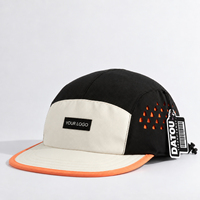 Casquette de baseball unisexe multicolore à 5 panneaux avec emplacements de ventilation latéraux, patch logo, visière plate, style décontracté et streetwear pour l'extérieur