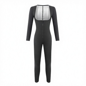 Combinaison de sauna intégrale en néoprène Yumesilm pour femme avec col en V et taille élastique pour usage domestique et entraînement amincissant - Product Image 2