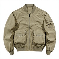 Nouvelle veste bomber décontractée en polyester/coton enduit coupe-vent pour l'automne, avec fermeture éclair, motif lettres, col montant et logo avant, tendance