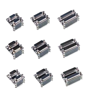 Conector DB9 Doble Apilado, Combinación Macho/Hembra en Ángulo Recto SMT, Alta Densidad de Puertos para Aplicaciones de PCB Personalizadas - Product Image 1