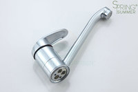 Robinet de cuisine à poignée rotative en zinc chromé à un seul trou pour lavabo, robinets de lavabo à montage sur pont T24