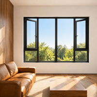 Ventana Abatible con Cristal Fijo Grande y Dos Paneles Laterales que se Abren hacia Afuera, Marco de Aleación de Aluminio, Diseño Moderno para el Hogar