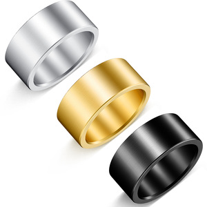 Anello Minimalista in Acciaio Inossidabile da 10mm, Finitura Opaca, Gioiello Vintage per Coppie, per Uomo e Donna - Product Image 1