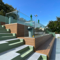Planches de terrasse composites pour allées extérieures Eco-line WPC, creuses, 4m, lisses et rainurées, kit complet
