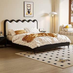 <span class=keywords><strong>Lit</strong></span> pour enfants en cuir véritable Tuochen avec fonction de levage et cadre en <span class=keywords><strong>bois</strong></span>, design ondulé pour ensembles de chambre à coucher contemporains - Product Image 4