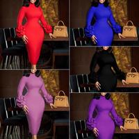 Robes d'automne tendance pour femmes, décontractées, à manches longues, avec fleurs 3D, élégantes pour le bureau