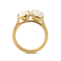 Gemnel Hochwertiger Schmuck Statement Zweisteinring 925 Sterling Silber Vergoldet Kissenförmiger Ovaler CZ Verlobungsring