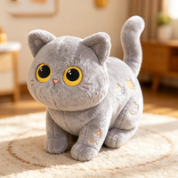 Coussin en peluche chat aux grands yeux personnalisé, en coton PP doux, emballage en sac OPP, tailles personnalisées, directement de l'usine, cadeaux OEM/ODM
