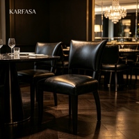Chaise de salle à manger en cuir vintage à dossier haut, chaise d'appoint pour la maison, le bureau, la salle d'étude, l'hôtel, le salon, style bois massif