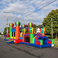 Château gonflable personnalisé en forme de montgolfière, château gonflable commercial, parcours d'obstacles gonflable arc-en-ciel KARRY KR0473 certifié CE