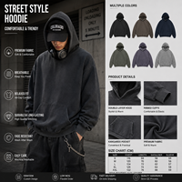 Hoodie Pria Modis 2026, 450 Gsm, Model Pullover, Bordir Distressed, Ukuran Oversize, Warna Stone Vintage Washed, Polos