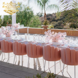 Silla de comedor de boda de terciopelo con diseño en forma de dedo con patas de <span class=keywords><strong>metal</strong></span> blanco - Product Image 5