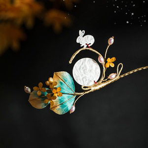 Pasadores de pelo de terciopelo con diseño de flor, accesorios para faldas estilo caballo, pasadores de pelo de estilo antiguo Hanfu con osmanthus, herencia cultural inmaterial. - Product Image 3