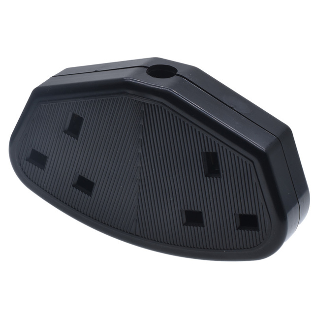 2 Gangs UK Tabletop Socket Black 13A 250V Type-G Double Female Extension Power Plug Adapter for Commercial Use